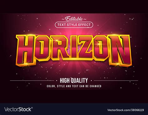 Editable Text Style Effect Horizon Text Style Vector Image