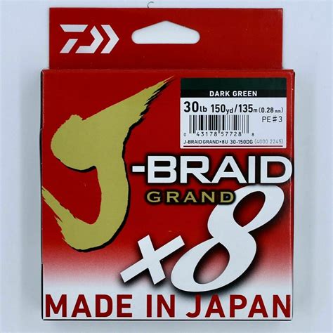 Daiwa J Braid Grand X8 150yd Dark Green Braided Fishing Line 2 Sizes