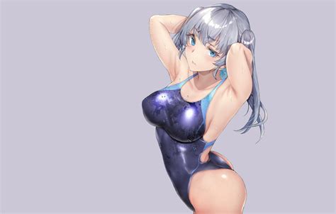 Wallpaper Girl Hot Sexy Anime Pretty Swimsuit Looking Shower Armpit Mizugi Images For