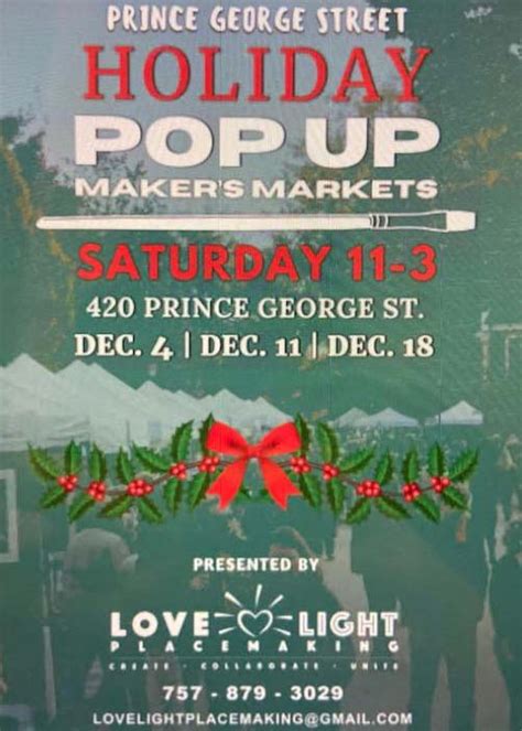 Holiday Pop Up Maker Market Williamsburg Families