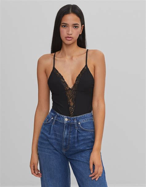 Venta Body Encaje Negro Bershka En Stock