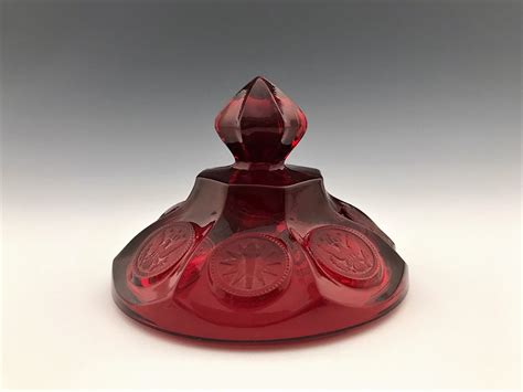 Stunning Fostoria Coin Glass Ruby Red Wedding Box With Lid