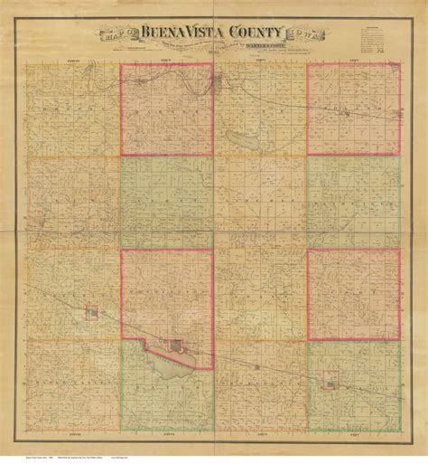 Buena Vista County Iowa 1884 Old Wall Map With Landowner Names Etsy