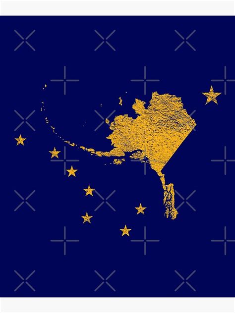 Alaska Flag Big Dipper Ursa Major North Star Map Metal Print For Sale