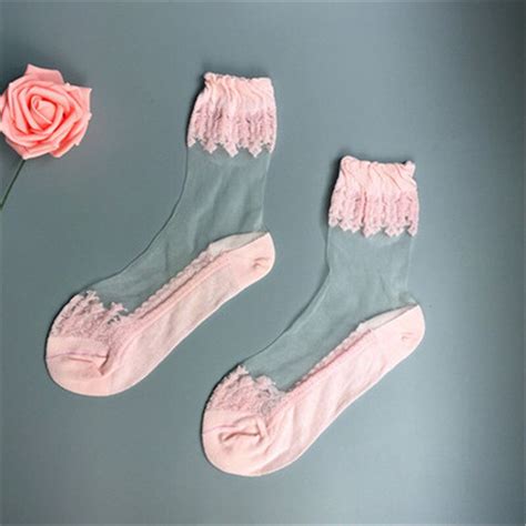 1pair Women Lace Ruffle Ankle Sock Summer Soft Comfy Sheer Silk Cotton Elastic Mesh Knit Frill