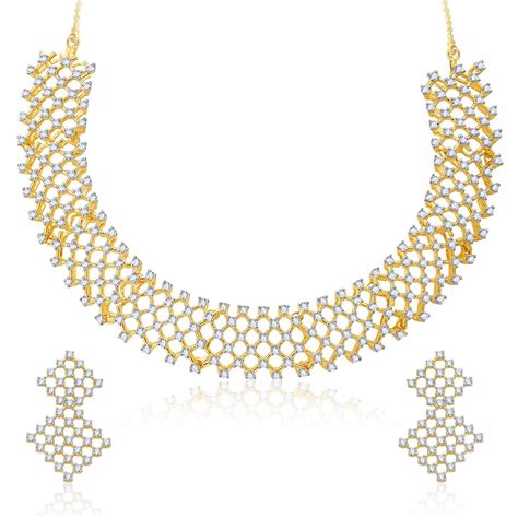 Gold And Rhodium Plated Cz Neklace Set For Women Jewelry Sets
