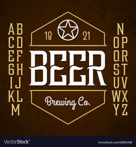 Beer Label Style Font With Sample Design Ideal Vector Image