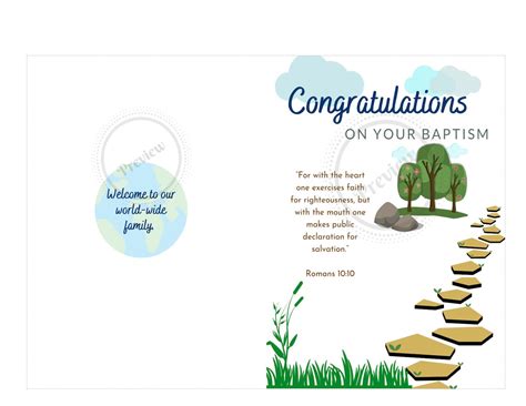 Congratulations On Your Baptism 5 X 7 Card Jw Download And Etsy Uk