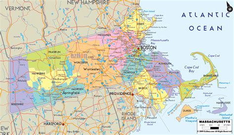 Political Map Of Massachusetts Ezilon Maps