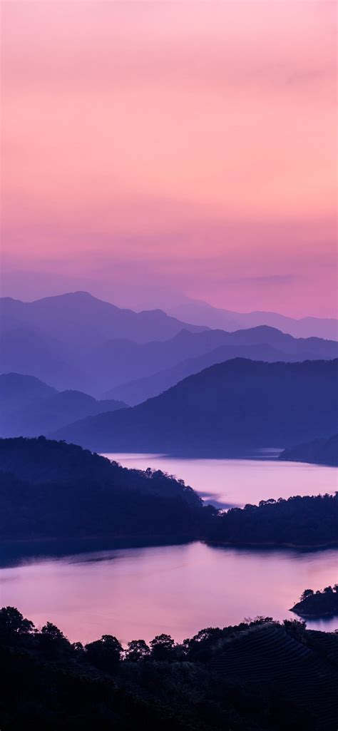 Mountain Range Wallpaper 4k Pink Sky Sunset Dusk Lakes Landscape