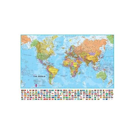 Buy Maps International Medium World Wall Map Political With Flags Laminated Online At