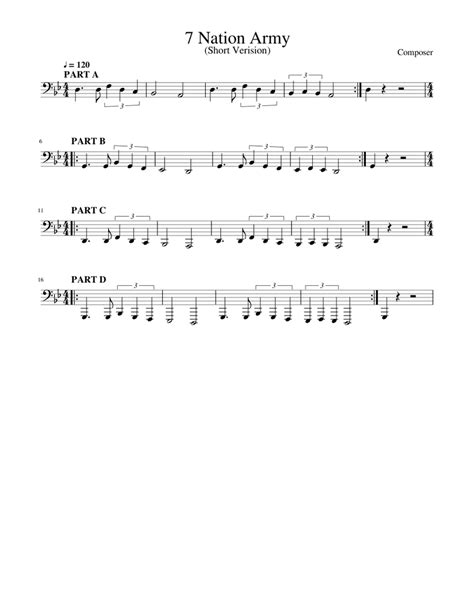 7 Nation Army Sheet Music For Tuba Download Free In Pdf Or Midi