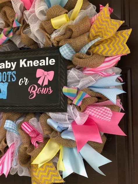 Boots Or Bows Gender Reveal Wreath Etsy