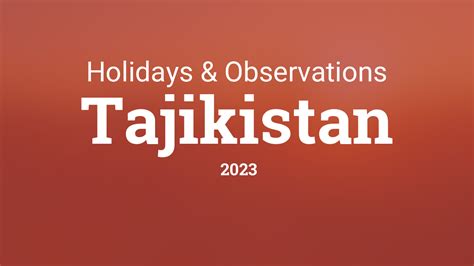 Holidays And Observances In Tajikistan In 2023