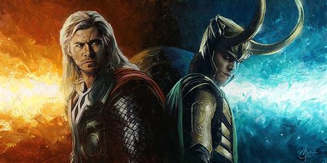 Marvel Thor And Loki Painting By Christopher Clark