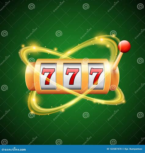 Slot Machine With Three Sevens And Glowing Effect In Motion Stock