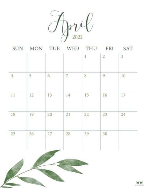 April 2021 Calendars Free Printables Printabulls