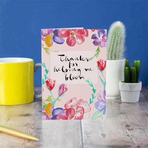 Thanks For Helping Me Bloom Thank You Card Farewell Card Card For