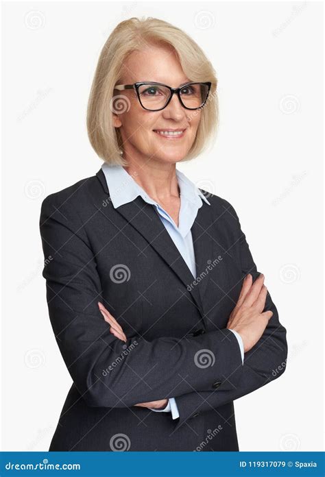 Middle Aged Businesswoman Wearing Glasses Isolated Stock Image Image Of Looking Aged 119317079