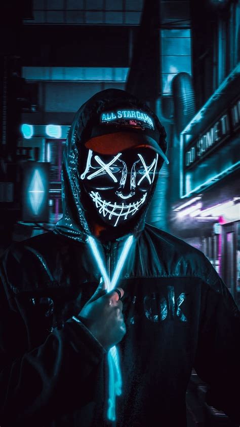 Neon Mask Guy Wallpaper Download Mobcup