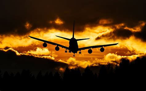 Hd Wallpaper Airplane Clouds Backgrounds Sky Sunset Download