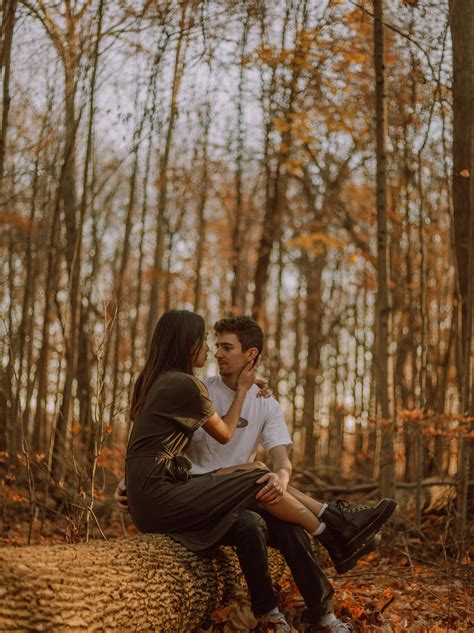 Romantic Couple Hugging In Autumn Forest · Free Stock Photo