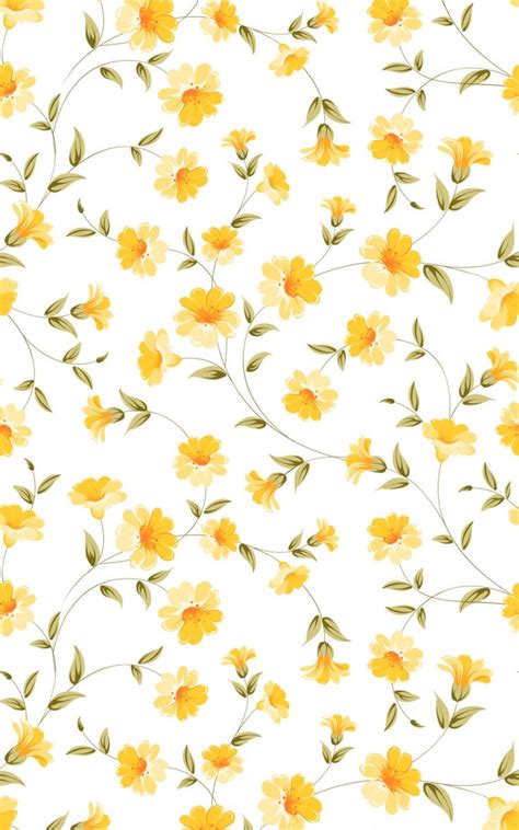 Yellow And Grey Floral Wallpaper