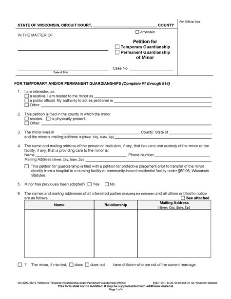 Guardianship Petition Form | Templates at allbusinesstemplates.com