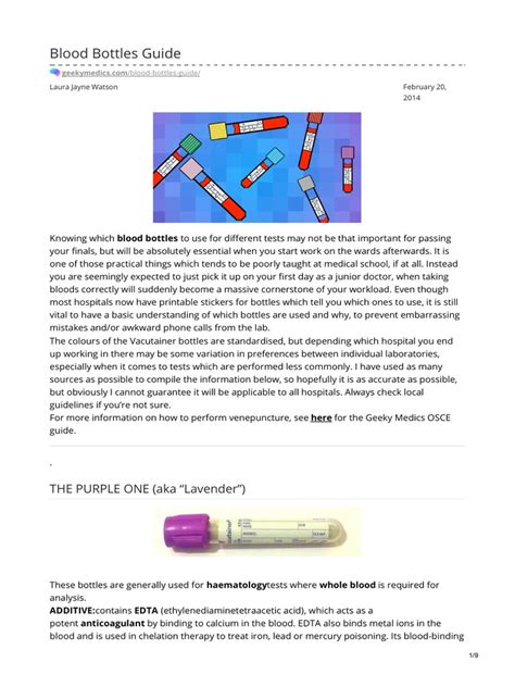 Blood Bottles Guide Pdf Coagulation Blood Transfusion