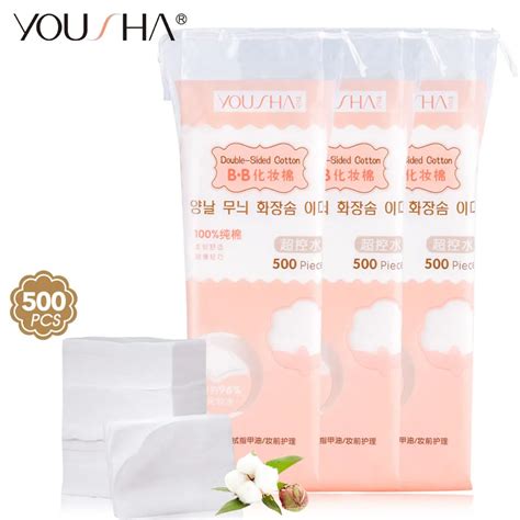 Yousha 500pcs Organic Cotton Pads Nail Polish Remover Tecidos Facial Cleaning Pad Demaquilante