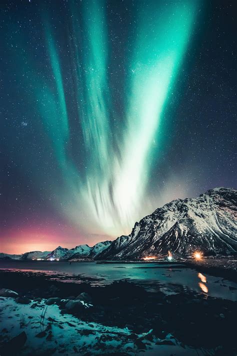 Northern Lights Over Lofoten Islands Norway Oc Hd Phone Wallpaper