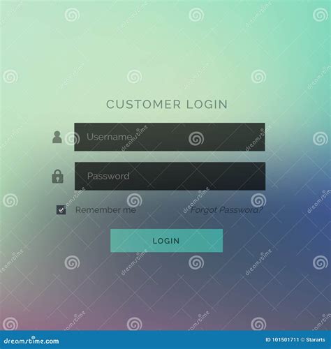 Modern Login Ui Form Template Design With Blurred Background Stock