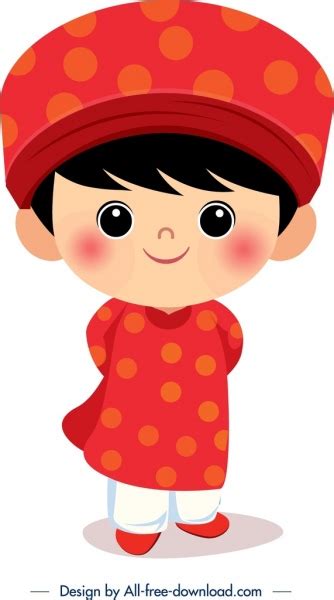 Vietnam Traditional Clothes Template Cute Boy Cartoon