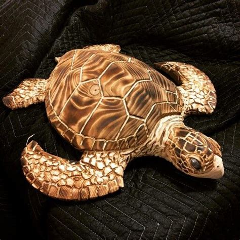 Sea Turtle By Joshua Blewett Chainsaw Wood Carving Turtle Sculpture