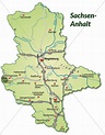 Karte von Sachsen-Anhalt mit Verkehrsnetz in - Stockfoto - #10640325 ...