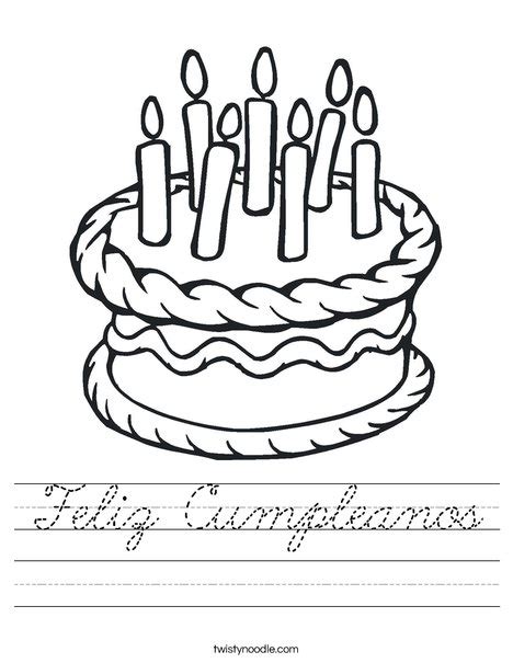 Feliz Cumpleanos Worksheet Cursive Twisty Noodle