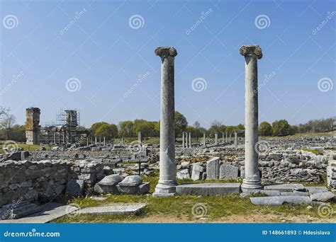 Ruinas Antiguas En El Rea Arqueol Gica De Philippi Grecia Imagen De