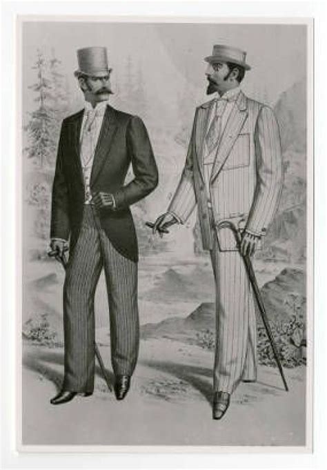 1890s Fashion Plate Morning Coat And Lounge Suit Victorian Mens
