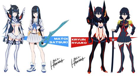 Hình nền hình minh họa Anime cô gái hoạt hình Kill la Kill Matoi Ryuuko Kiryuin Satsuki