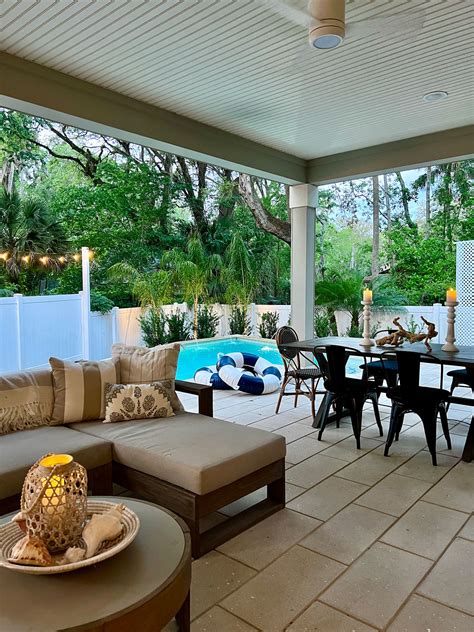 Pretty And Practical Porch And Pool In A Small Backyard Classic