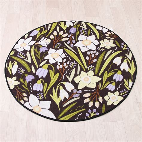 Fashion Pastoral Style Flower Pattern Round Carpet Non Slip Living Room