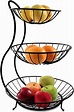 3 Tier Fruit Bowl – Countertop Metal Fruit Basket – Black Fruit Bowl ...