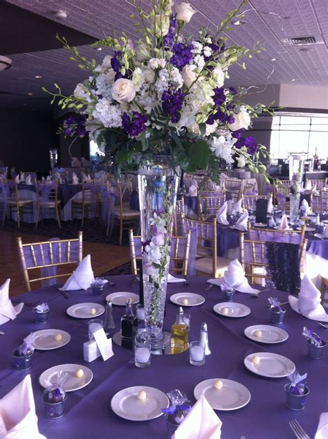Beautiful Purple Wedding Tall Centerpiece Callaraesfloralevents