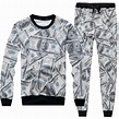 Harajulu New Funny 3D money pattern 100 dollar print sweat suits ...
