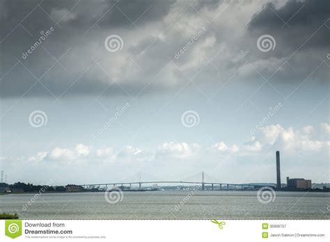 Cloudy Skyline Over The River Thames Stock Image Image Of Landscape