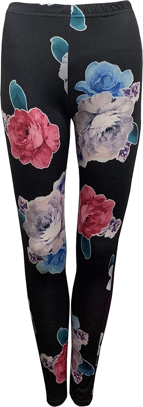 ladies womens floral flower printed summer colourful stretchy leggings uk 8 12 floral print 1