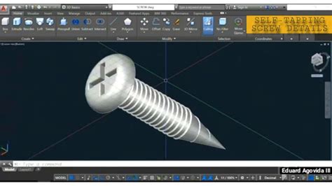Self Tapping Screw Details 3d Autocad Drawing Youtube