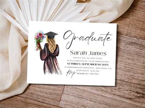 Graduation Cap Invitation Elegant Graduation Invitation Etsy