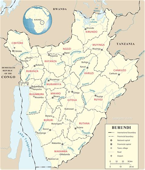 The republic of burundi, in the great lakes region of eastern africa, is a landlocked country. Map of Burundi - Travel Africa