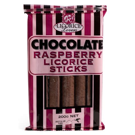 Licorice Lovers Chocolate Raspberry Licorice Sticks 200g Peters Of